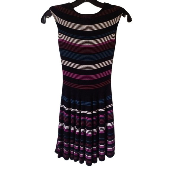 Ella Moss Girls Drop Waist Sweater Dress Size 8 Striped Sleeveless Black - Picture 2 of 5